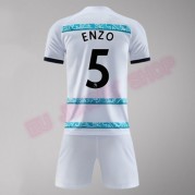 Chelsea Barn 2022-23 Draktsett fotball Enzo Fernández 5 Bortedrakter Kortermet